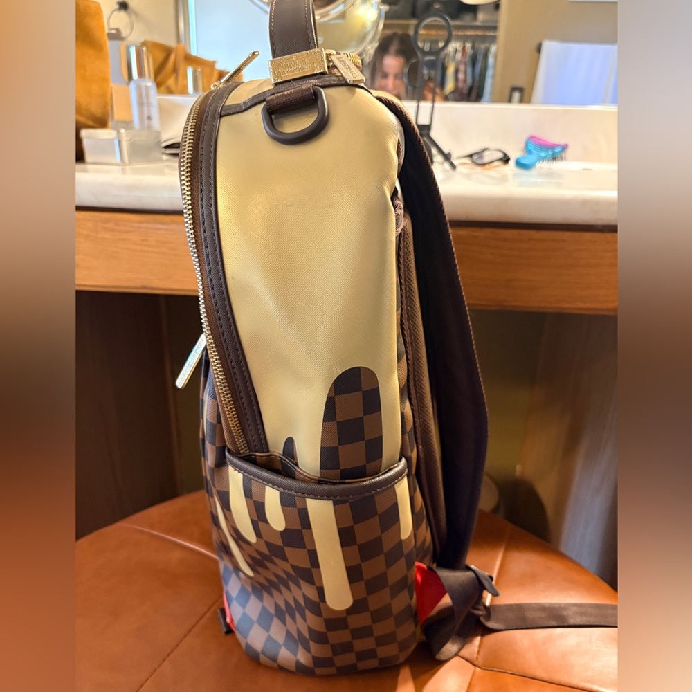 Sprayground Gold Checkered Backpack - Picture 4 of 8